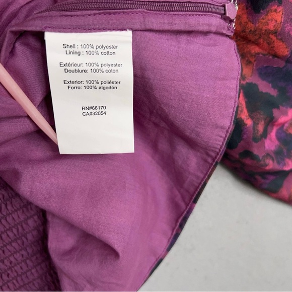 Anthropologie Samant Chauhan Blouse 2X Purple Floral Puff Square Ruched NWT - Picture 9 of 15